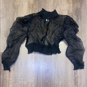 Elegant Black Sheer Women's Top